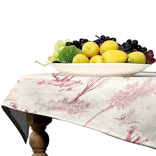 Lohdalolf STC23533-55 French Country Tablecloth Toile Tablecloth Chinoiserie Red Vintage Square Coffee Table Cover Washable thumb #2