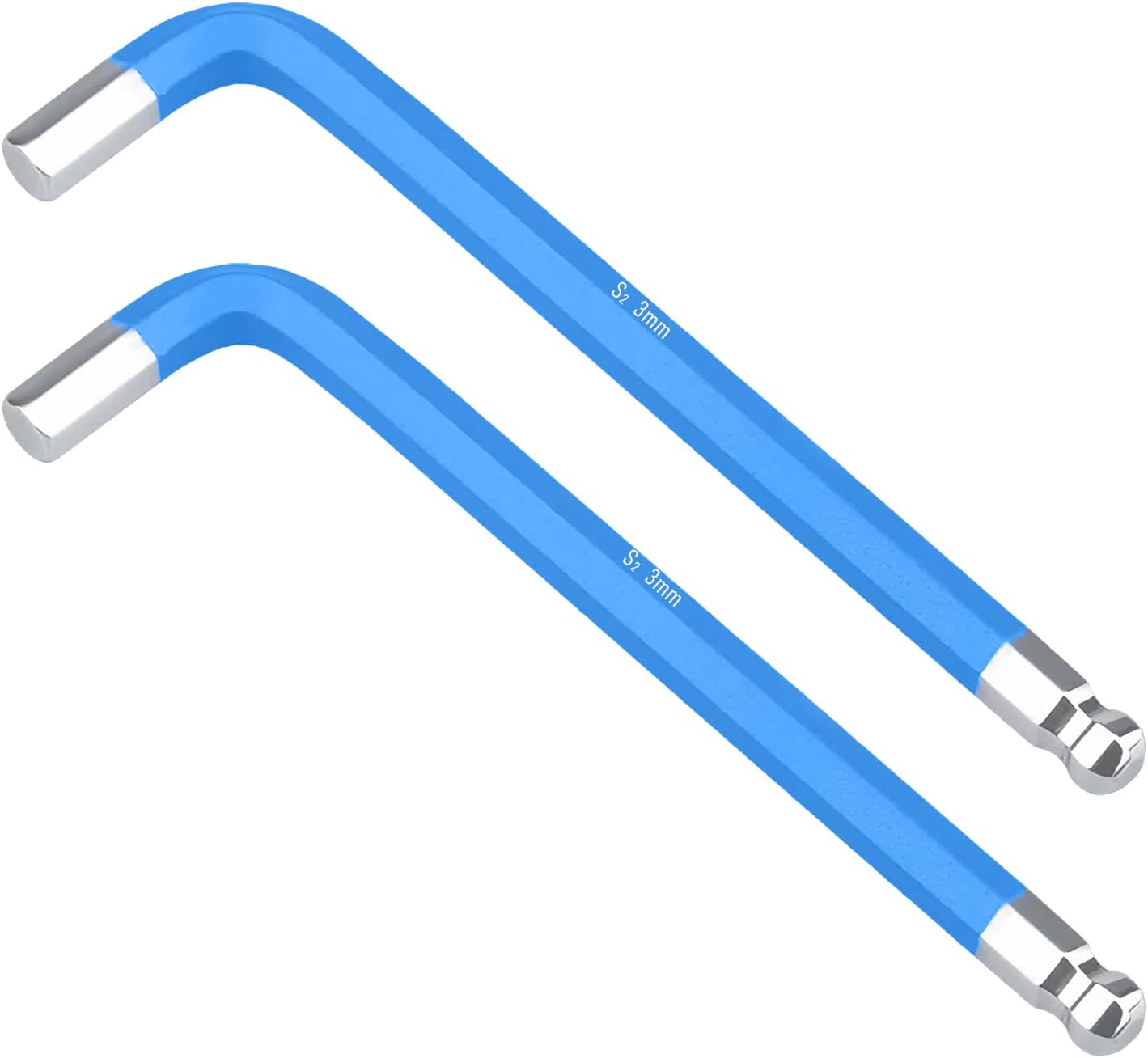 2 PCS 3mm Ball End Allen Hex Key Wrench, Inner Hexagon Spanner, L Shaped Long Arm S2 Steel Repairing Tool