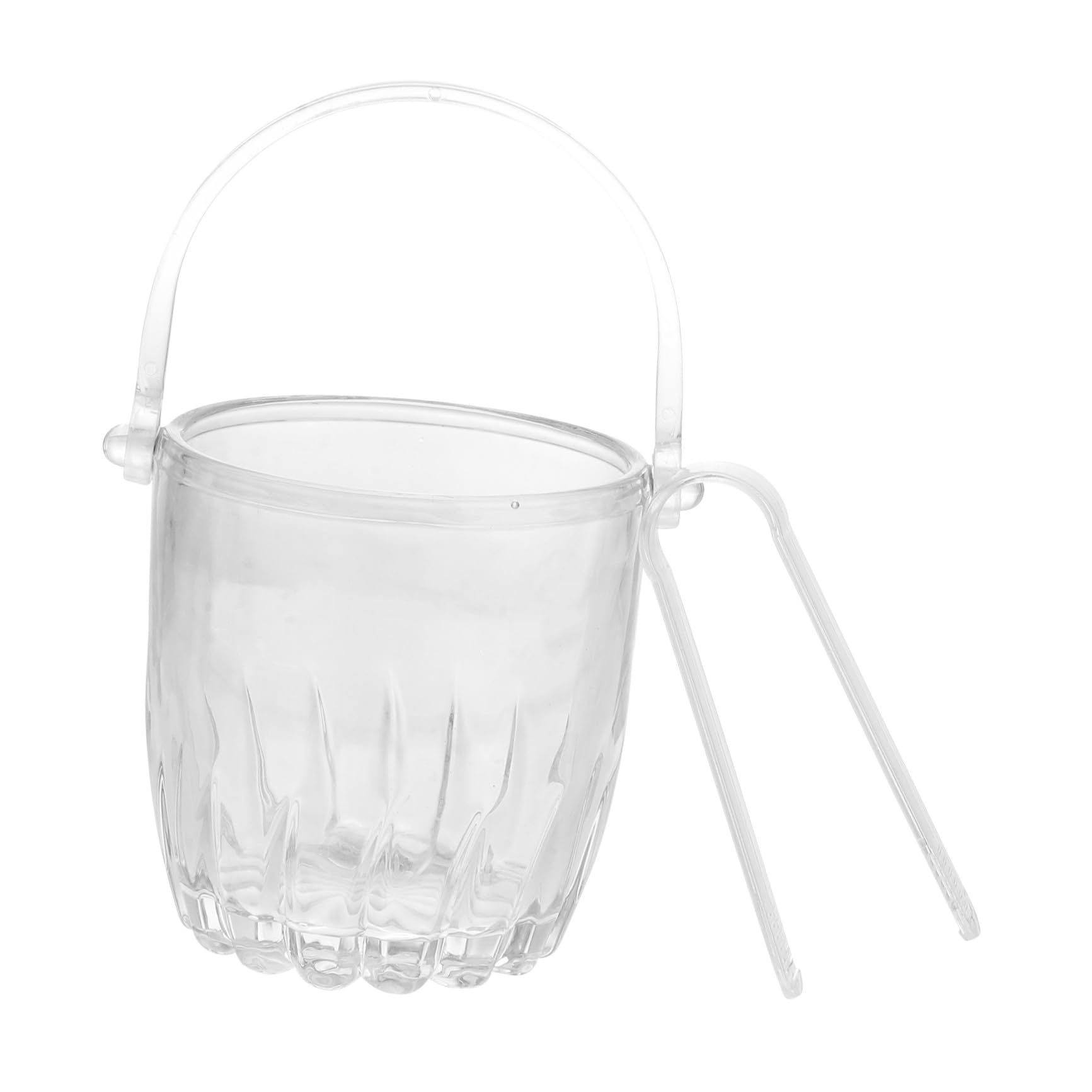 Secchiello Ghiaccio in Vetro Trasparente con Manico | Acrilico, Pinza Inclusa, per Ristoranti e Bar, Design Semplice e Pratico, Facile da Posare