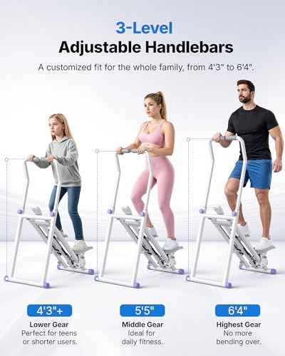 Image of MERACH Stair Stepper for Home Gym Exercise, New Version Stairmaster for Full-Body Workout, Compact Folding Stair Climber with Extended Step Range, Adjustable Handlebar /Pedal