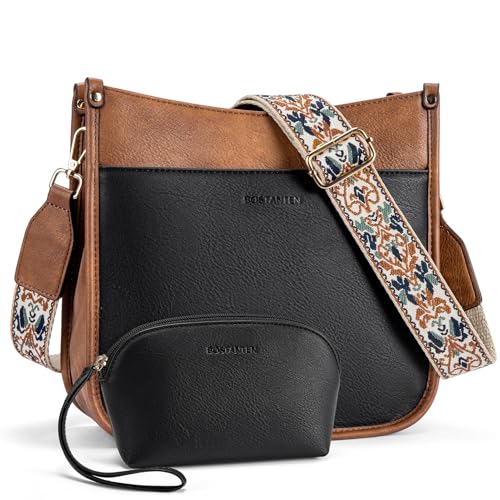 BOSTANTEN Crossbody Bags for Women Trendy Vegan Leather Hobo Handbags Fashion Shoulder Purse with Adjustable Guitar Strap
