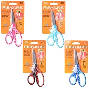 Fiskars 194640-1002 Softgrip Big Kids Scissors, 6 Inch, Color Received May Vary, 4 Pack