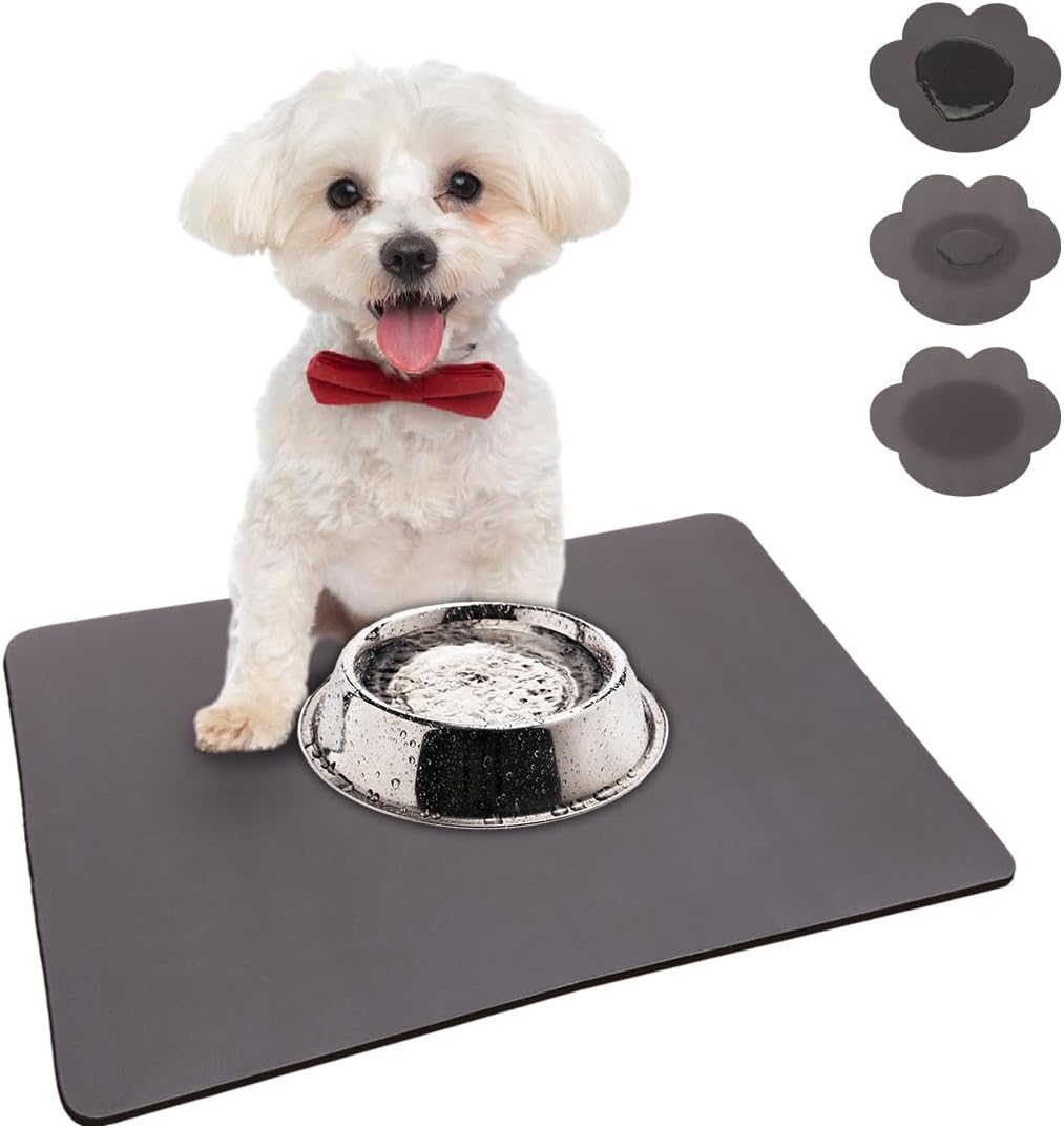 19 x 12 in Quick Dry Absorbent Dog Food Mat, Thickened Diatom Mud Dog Water Bowl Mat