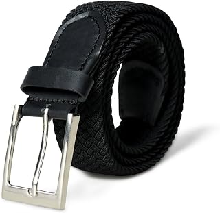 MaheTri Unisex Braided Canvas Stretchable Woven Belt (Upto 48") | Premium Woven Fabric Adjustable & Hole Free Elastic Belt... Price In India