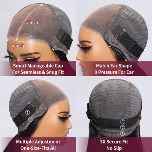 Image of Beauty Forever Bye Bye Knots Wig 7x5 Glueless Lace Black to Chestnut Brown Ombre Loose Wave Wig with Bleached Knots Put on and Go Pre Plucked Pre Cut HD Lace Wig for Women 150% Density 20 Inch