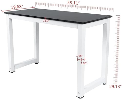 Miniatura 10 de G-PLUS Escritorio para computadora, mesa de trabajo resistente para oficina en casa, mesa de estudio de juegos simple de estilo moderno en blanco y