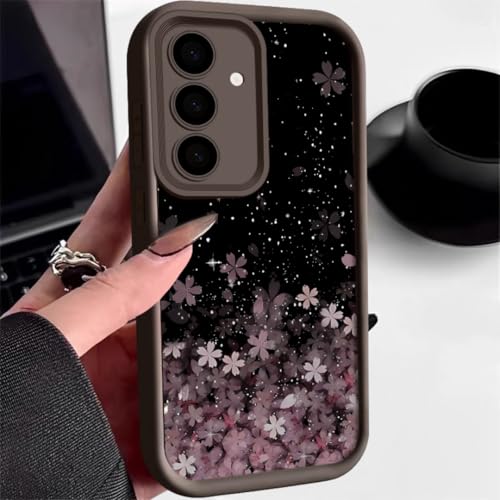 Coque Samsung S24 en silicone TPU marron à motif fleur de cerisier