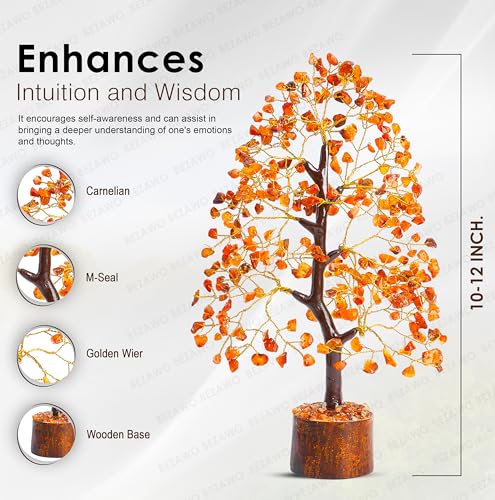 Image of Crocon Carnelian Crystals Tree, Birthday Gifts for Women, House Warming | New Home Decor, Healing Crystals Spiritual Present, Birthday Gift for Mom, Orange Decor, Gemstones Money Tree Positivity