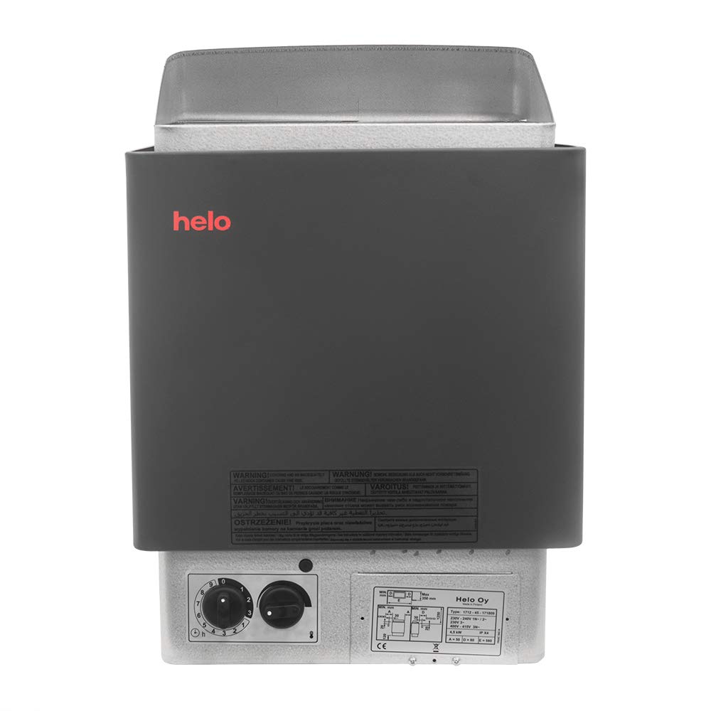 Sauna Poêle Électrique HELO CUP Graphite 4.5-9.0 kW 230V 400V avec Unité de Contrôle Intégrée
