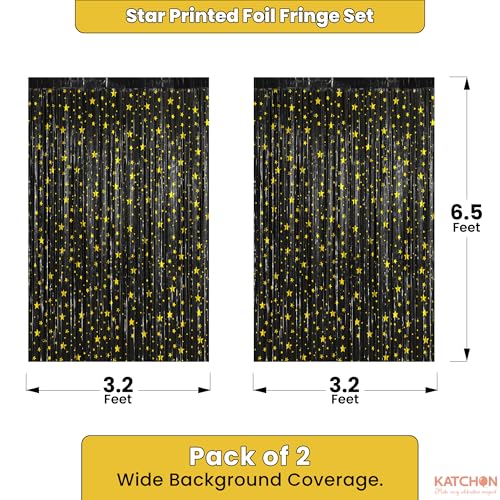 Image of KatchOn, XtraLarge Black Streamers, Pack of 2 | Star Fringe Backdrop for Black Birthday Decorations | Star Tinsel Backdrop for Prom Send Off Decoration Grauation Backdrop Graduation Decorations 2026