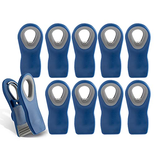 COOK WITH COLOR 10 Pc Bag Clips with Magnet- Food Clips, Chip Clips, Bag Clips for Food Storage with Air Tight Seal Grip for Bread Bags, Snack Bags and Food Bags (Blue) 