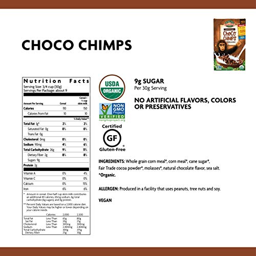 Choco Chimps Organic Chocolate Cereal, 10 Ounce Box (Pack Of 12), Gluten Free, Non-Gmo, Envirokidz By Nature's Path #TOP5