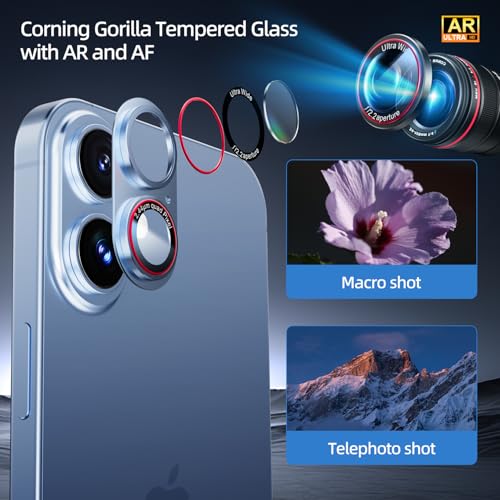Image of HelloDeere 9H High-alumina Tempered Glass Camera Lens Protector for iPhone 17 Lens, Military-Grade Shatterproof with Strong Adsorption, Full Coverage Case-Friendly Cover (Light Blue, 17-2 Pack)