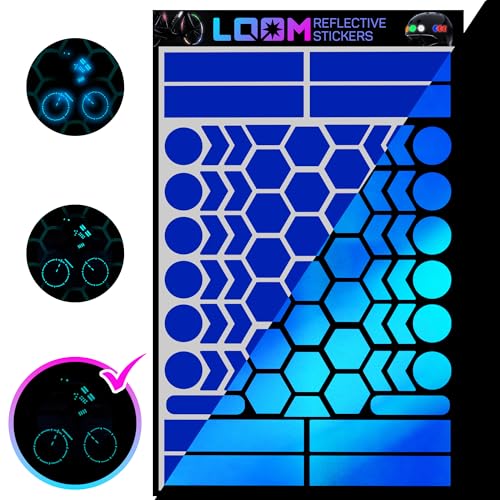 Image of LOOM Reflective Stickers | 67pc Engineer Blu | Reflective Stickers for Helmet, Bike, Motorcycle, Hard Hat | Waterproof Reflectors for Car, Trailer | Bike Reflectors for Night Riding