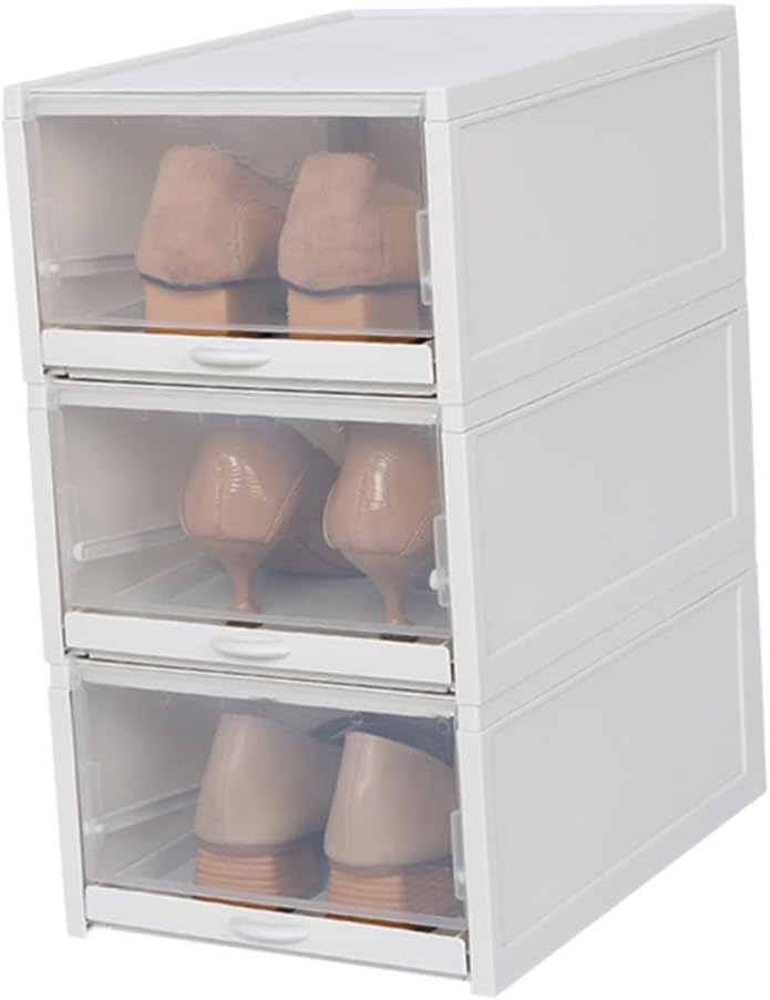 Happyyami 3pcs Cabinet Organizers and Storage Plastic Shoebox Shoebox Storage Boxes Shoes Box Drawer Type for Spaces Dorm Rooms