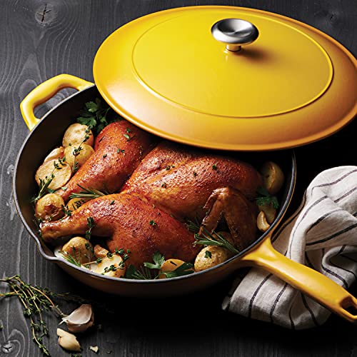 Image of Tramontina Bestow Enameled Cast Iron 12-Inch Skillet with Lid, Sunrise