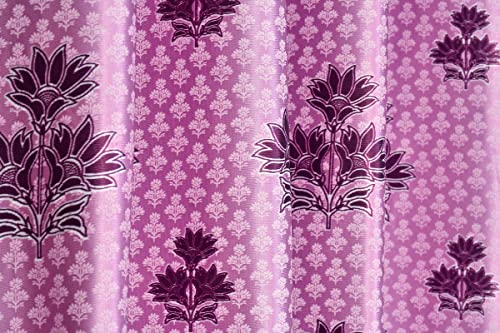 Image of Exporthub 2 Pieces Polyester Purple Floral Digital 3D Printed Eyelet Window Curtains -Length 5 Feet (EHSPR825 54)