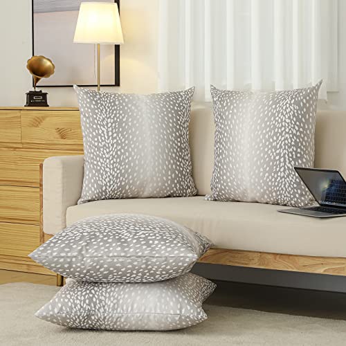 Set Of 2 Antelope Pillow Covers, 26X26 Inch Soft Linen Faux Fawn Animal Print Modern Euro Throw Pillow Covers, Square Neutral Accent Pillow Case Sham For Couch Sofa Bedroom Decorative Brown And White #TOP3
