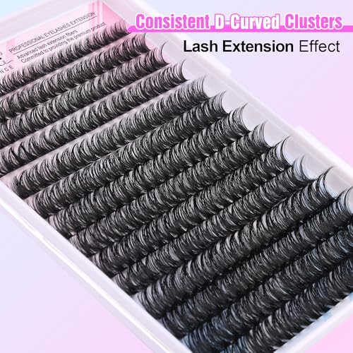 Image of Pawotence Lash Clusters 280pcs Individual Lashes Cluster Eyelash Extensions 50D 9-16mm Mix Eyelash Clusters Lash Extension for Self Application at Home (50D, 0.07D, 9-16mm)