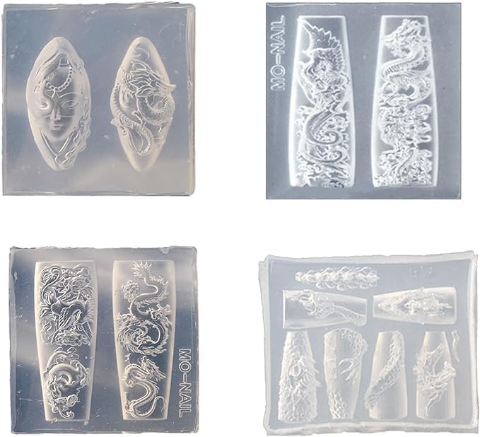 Nail Art Silicone Mold Beautiful 3D Nails Molds Dragon Mould Casting Mold for Epoxy Resin Home Decoration Jewelry Casting Supplies