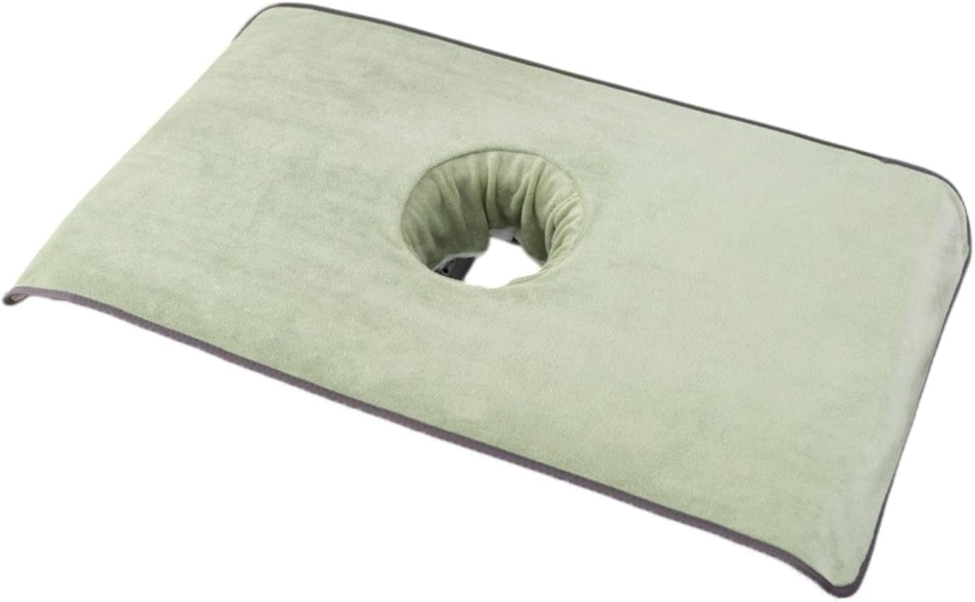 Salon Massage Table Towel with Face Hole, Absorbent Washable Microfiber Face Pillow Cover for Spa, Bed Head, Curtain Pad for Salon and Massage Therapy Supplies (31.5x15.7 Inch) - Light Green