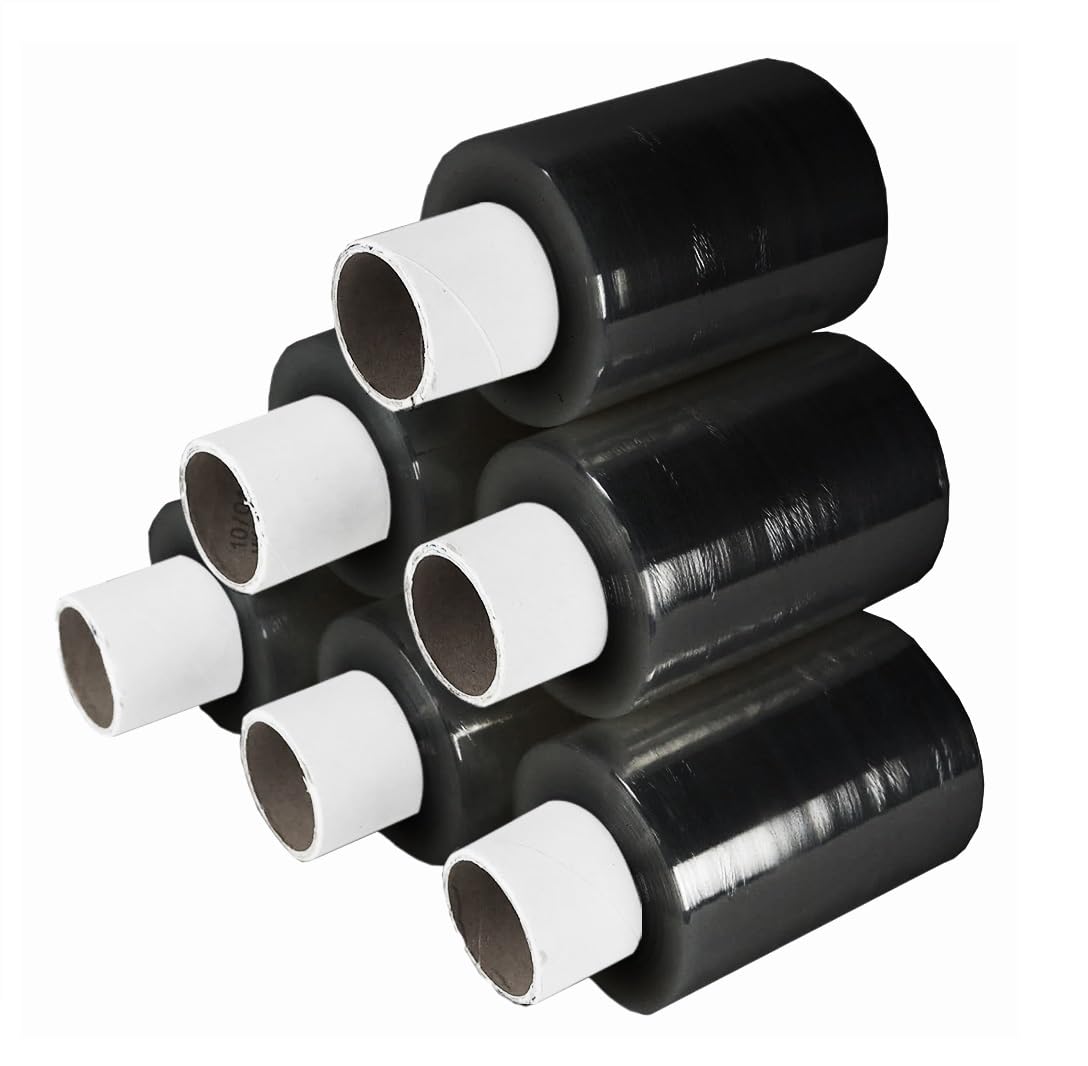 Tezraftaar Black Tezraftaar® 10 X Mini Pallet Shrink Wrap Heavy Duty Handy Stretch Film 100Mm X 150M 17Mu Sofa Furniture Cling Wrapping Film House Moving Packaging Industrial Uses