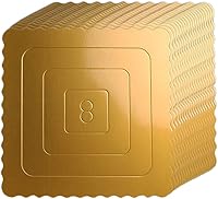 Vista 4 de KINGREE 25 tableros de pastel de 10 pulgadas, tableros de pastel de mousse, pasteles, postres, exhibidores de pastelería (redondo-dorado)