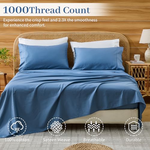 Image of Bedlifes 1000TC Egyptian Cotton Cal King Sheets, 4Pcs, 16 inch Deep Pocket