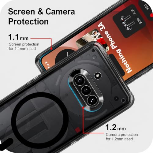 Image of Elzzi Anti Scratch Semi Translucent Cover for Nothing 3A Case, Premium PC + TPU Magnetic Phone Cases Drop Proof, Compatible with Magsafe Slim Never Yellowing Shockproof