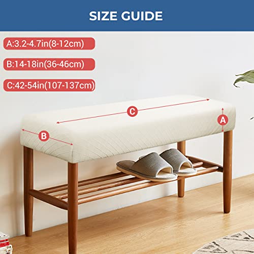 Coolbebe Jacquard Dining Bench Cover, Stretch Washable Dining Bench Seat Protector Slipcover Rectangle Chair Slipcover For Living Room, Bedroom, Kitchen (Beige) #TOP4