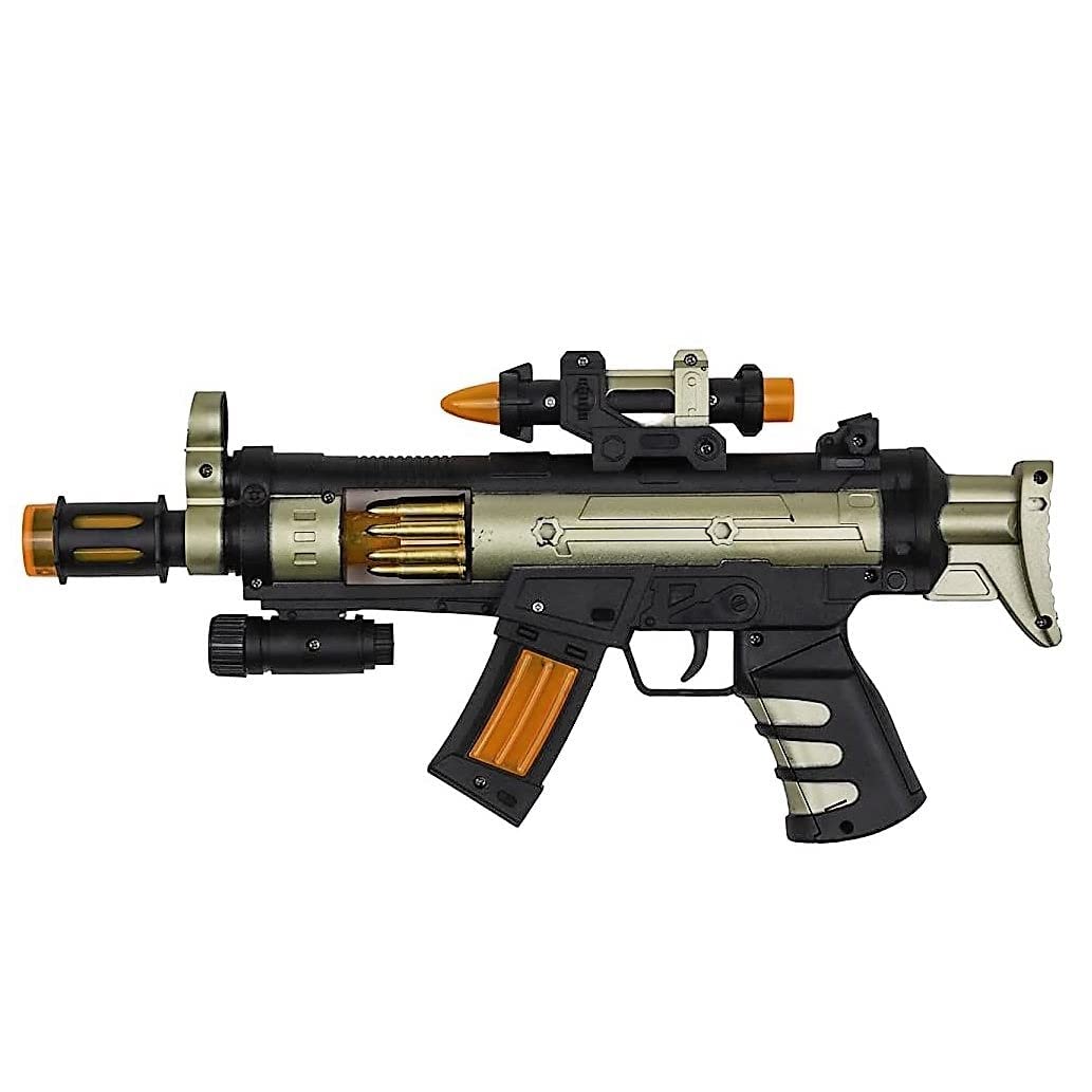 AGAS Musical Toy Gun with Flashing Lights, Pretend Play Gun Toy with Vibrating Body Guns & Darts, No Bullets Required. (Toy Gun Musical)