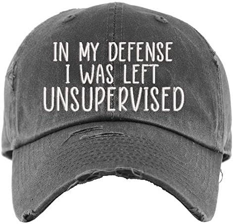 In My Defense I Was Left Unsupervised Hat | Distressed Baseball Cap OR Ponytail Hat | Sarcastic Hat