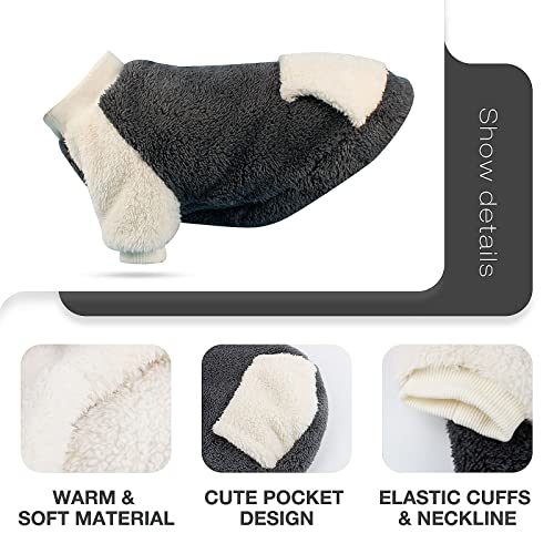 NAMSAN Pull d'hiver pour petit chien avec poche en polaire chaude pour petit chien/chiot Gris Taille L – Image 6