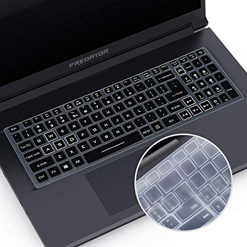 2 fundas de teclado para Acer Nitro 5 AN515-54/55/44, AN517-51/52, AN715-51 15.6", Acer Predator Helios 300 PH315-52/53 PH317-53 de 15.5" y 17.3" Negro+transparente) Cover