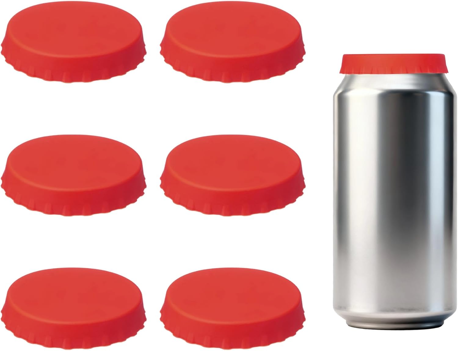 PATIKIL Silicone Soda Can Lids, 6 Pack 0.6" Height Reusable Soda Can Cover Stopper Protector Covers for Beer Drink Juice Beverage, Fits Standard Cans, Red