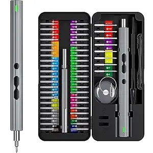 58 in 1 Electric Screwdriver Set, UF-TOOLS Rechargeable Cordless Screwdriver Kit, Precision Repair Tool Kit with 50 Bits, LED Lights, Charging Cable, Carrying Case, for Watches, Phones, Glasses