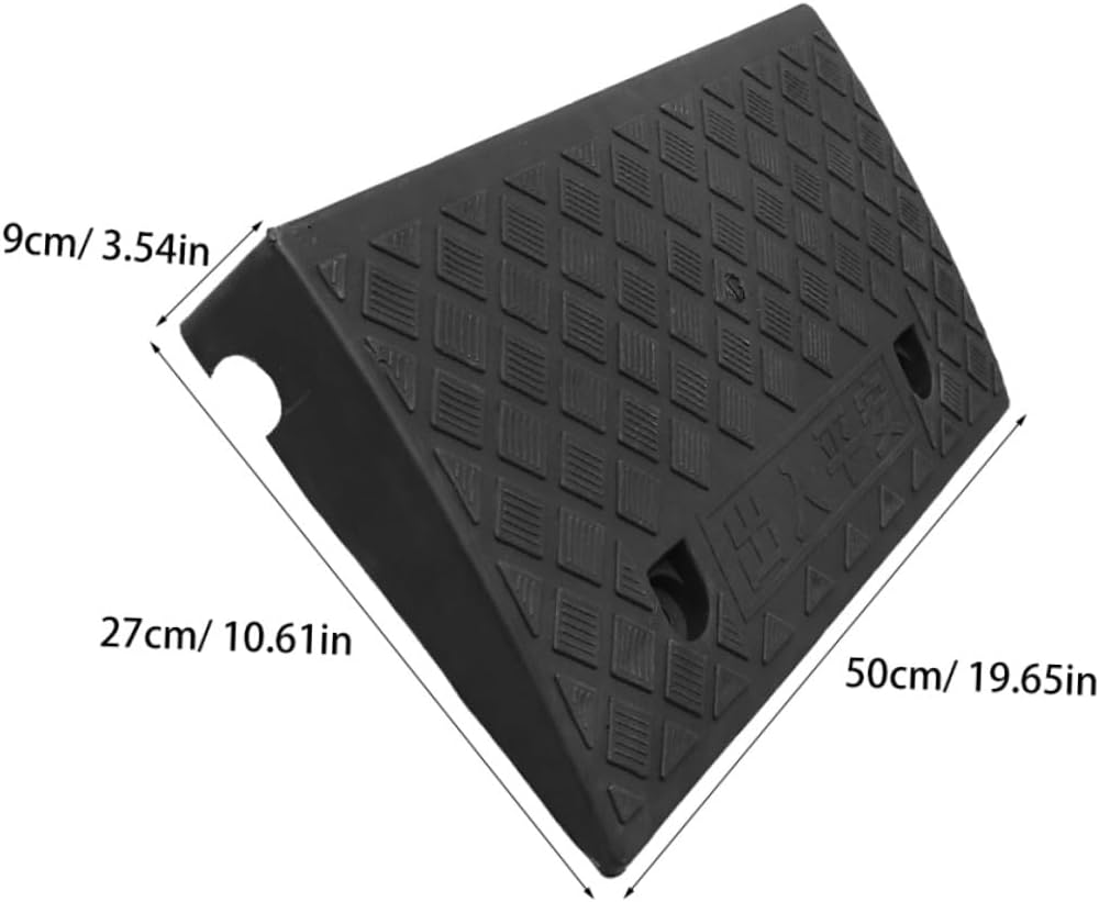 Rubber Triangle Ramp Pad 50x27x9cm Black Car Loading Ramp for Cars Scooters Motorcycles
