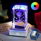 XDCYSJ Gifts for Women, 3D Rose K9 Crystal Ball Creative Night Light, Luxurious and Beautiful,Valent