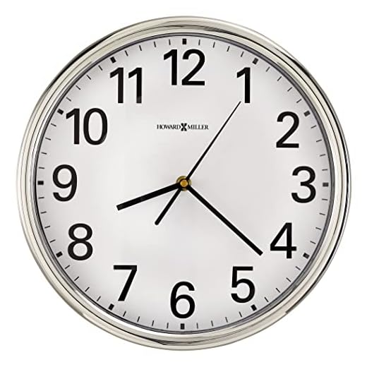Howard Miller Hamilton Wall Clock, Silver Finished Classic Round Design Quartz Movement, Battery Powered White Dial with Black Numerals Perfect for Home Decor, Office & Living Room