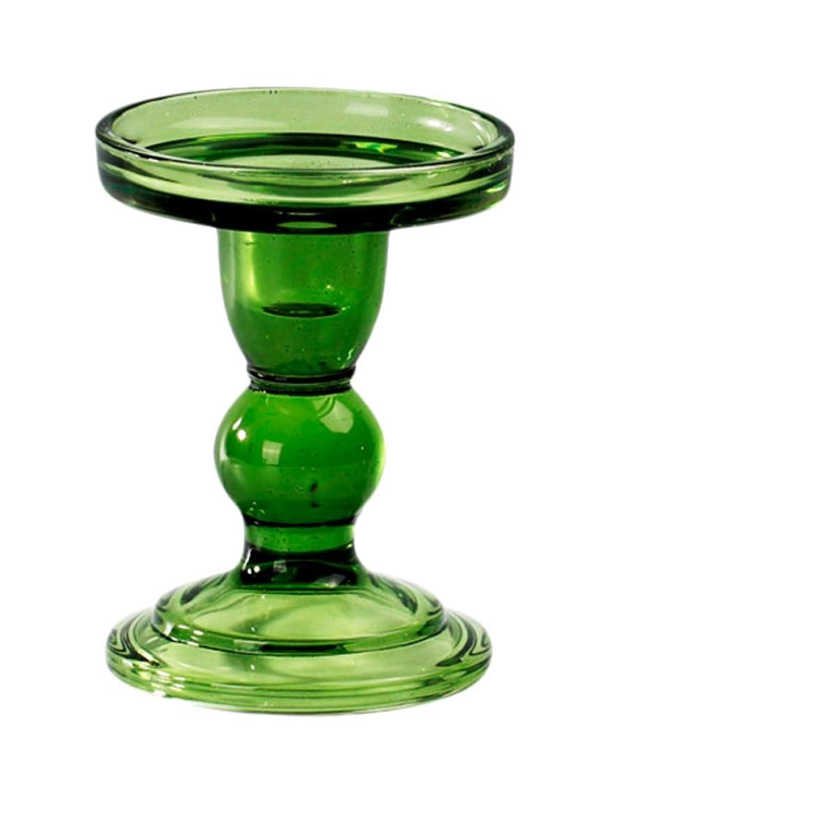 Bougeoir en verre vert réutilisable et durable avec un superbe motif en spirale