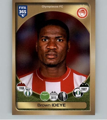 2016-17 Panini FIFA 365 Stickers CentralSouth America #597 Brown Ideye Olympiacos Official Soccer Album Sticker in Raw (NM or Better) Condition