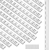MorningRo 12 Pack Dual Track Upright Wall Shelving System 47 Inch Shelf Bracket Twin Slot Shelf Rail Twin Track Upright Heavy Duty Support System for Pantries, Linen Closets, Laundry Rooms(White)