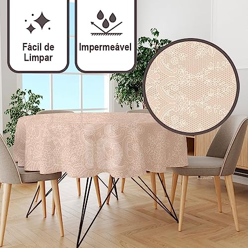 Toalha Mesa Plástica Térmica Renda Cannes 4 lugares Redonda