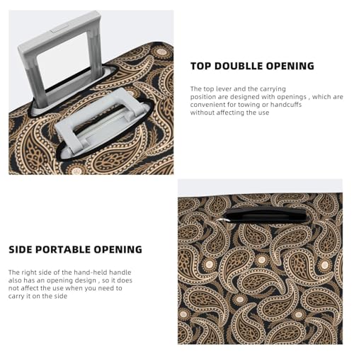 Brown And Navy Paisley Travel Luggage Cover Elastic Suitcase Protector Washable Baggage Covers For Trunk Case Fits 25-28 Inch Luggage4