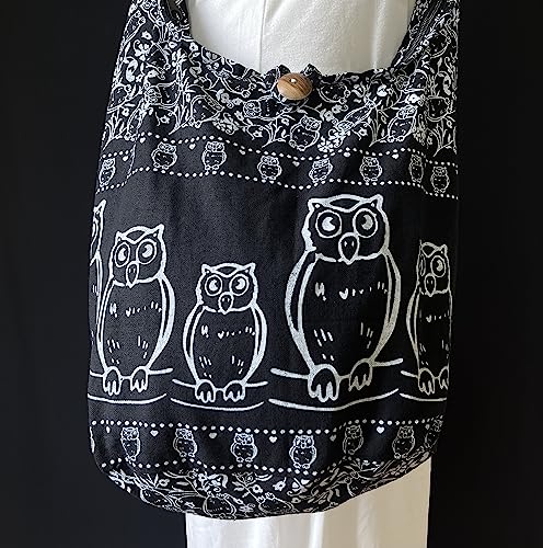 Owl Print Sling Crossbody Messenger Purse - Hippie Hobo Shoulder Bag - Unlined, Medium3