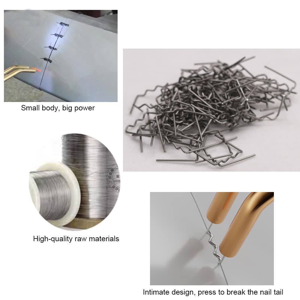 Grapas Onduladas y Precortadas 0.6/0.8mm - 1000pcs para Parachoques Automático, Soldadura y Reparación de Plástico Con Grapadoras Calientes