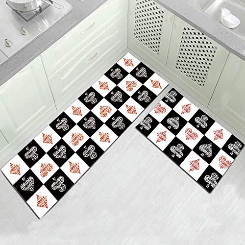 OPLJ Long Kitchen Carpet Washable Bedroom Bedside mat Modern Entrance Door mat Carpet Living Room Non-Slip Floor mat A11 50x160cm