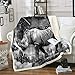 Loussiesd Couverture en polaire pour canapé Motif rhinocéros 3D Motif animal sauvage Sherpa pour décoration de canapé, de chambre Style faune Couverture chaude et floue ciel étoilé 76,2 x 101,6 cm