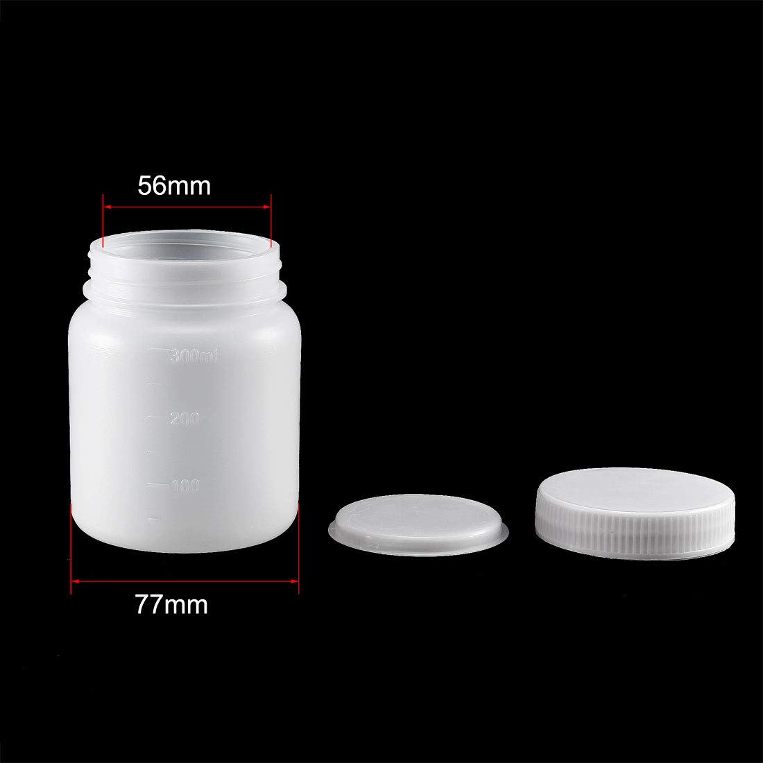 Pack De 5 Botellas De Plástico Para Reactivos De Laboratorio – Capacidad 300 Ml, Boca Ancha De 38 Mm, Almacenamiento Seguro Y Reutilizable Para Líquidos Y Muestras