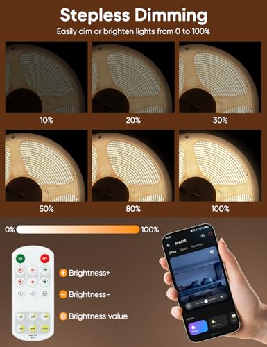 Image of COB LED Strip Lights 4000K Natural White DC24V with Remote Control